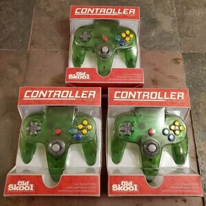 3 N64 Controllers - Jungle Green (NEW) - Nintendo64 - Funtastic Color -Old Skool